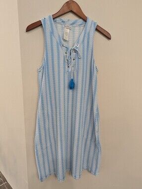 Tommy Bahama Island Cays Turquoise Stripe Spa Mini Dress Women's Size Small